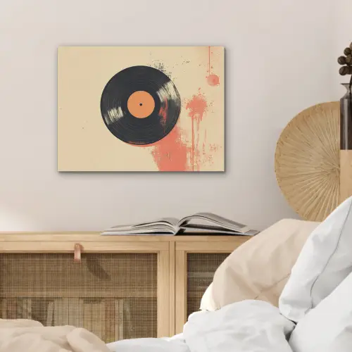 Vinylplaat - Zwart - Verfspatten - Retro PET vilt klein -sfeer3