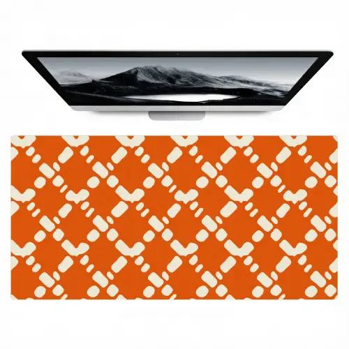 Oranje - Ruitpatroon - Wit Muismat XXL klein 681 -zzz3d