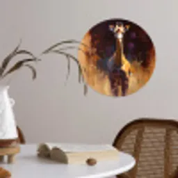 Giraf - Bruin - Abstract - Geschilderd Wandcirkel behangsticker klein -sfeer3