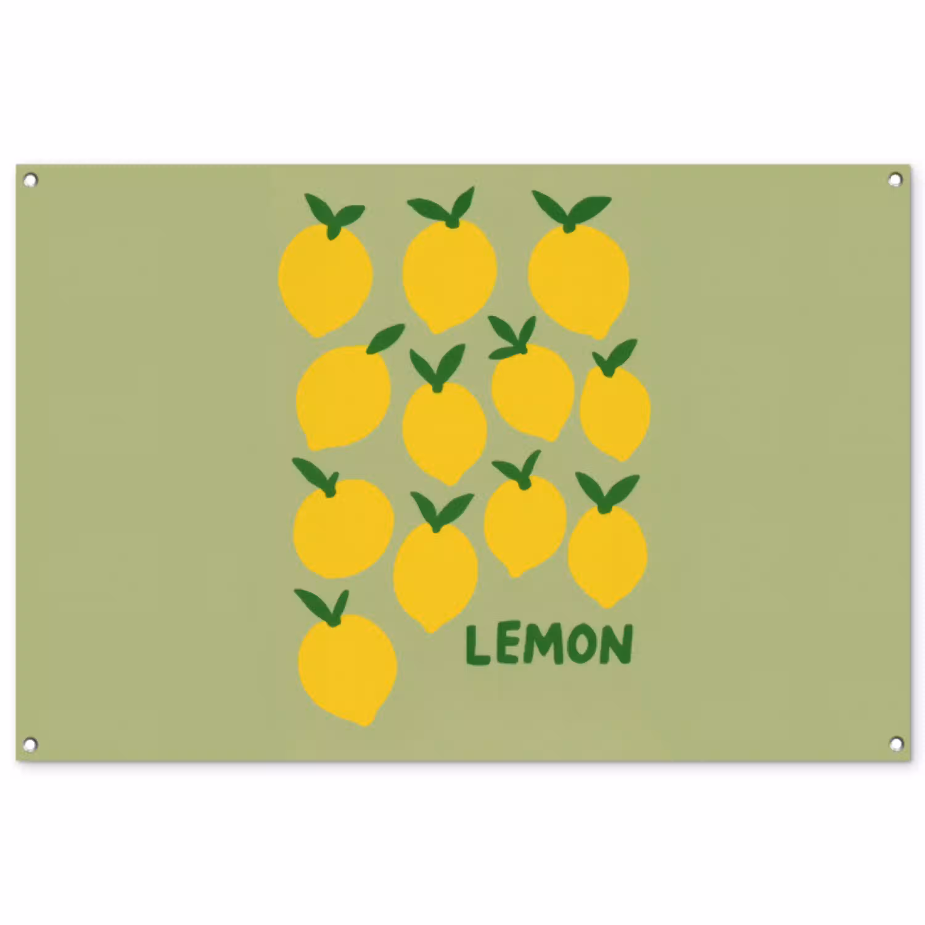 Citroenen - Blaadjes - Geel - Patroon tuinposter los doek groot -3d