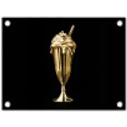 Milkshake - Goud - Drinken - Zwart tuinposter los doek klein -3d