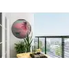 Doorkijk - Strand - Palmboom - Tropisch Wandcirkel tuinposter met ringen klein -buiten1