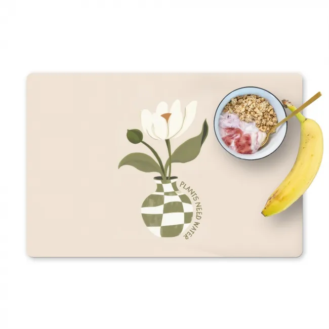 Bloem - Wit - Vaas - Quote Placemat vinyl groot -zzzproduct_Kitchenyeah-website
