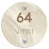 Beige - Marmer - Modern Naambord Rond klein -3d