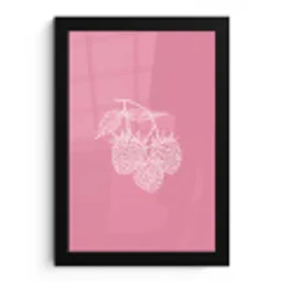 Frambozen - Steel - Getekend - Roze fotolijst zwart zonder passe partout klein -3d