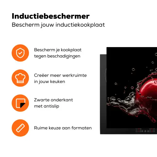 Kersen - Rood - Fruit - Water - Zwart Inductie beschermer vinyl 3mm klein -zzzzzzz-td-ups