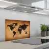 Wereldkaart - Bruin - Kaart keuken achterwand spatscherm klein -3d_schuin