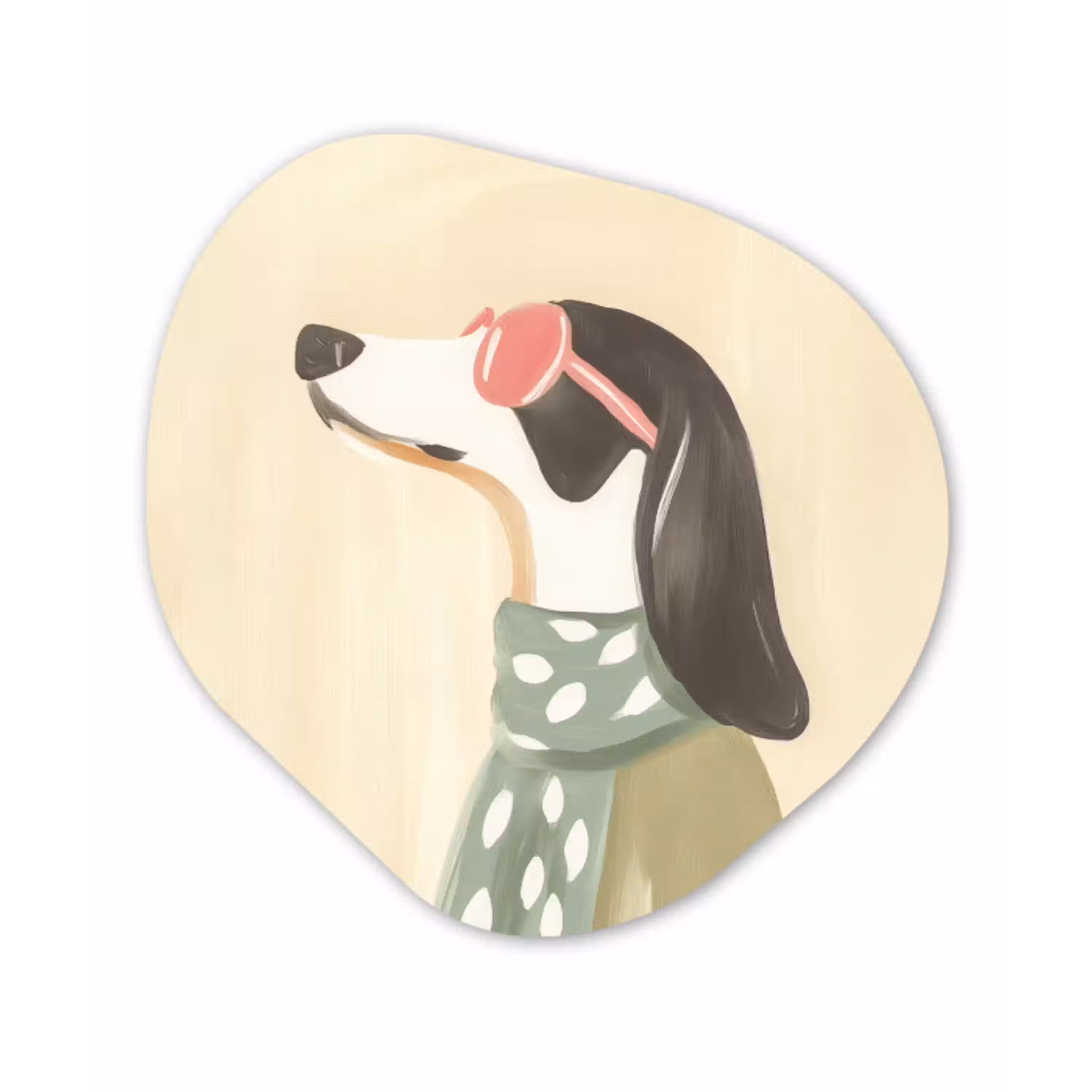 Hond - Zonnebril - Sjaal Wandcirkel Organisch Plexiglas middel -3d