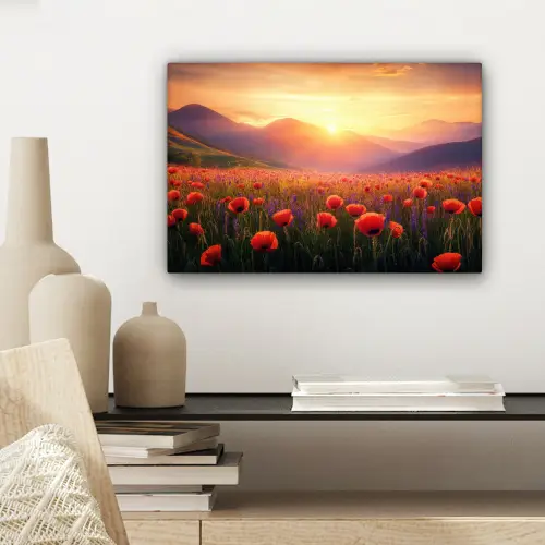 Landschap - Zonsondergang - Bloemenveld canvas 2cm klein -sfeer6