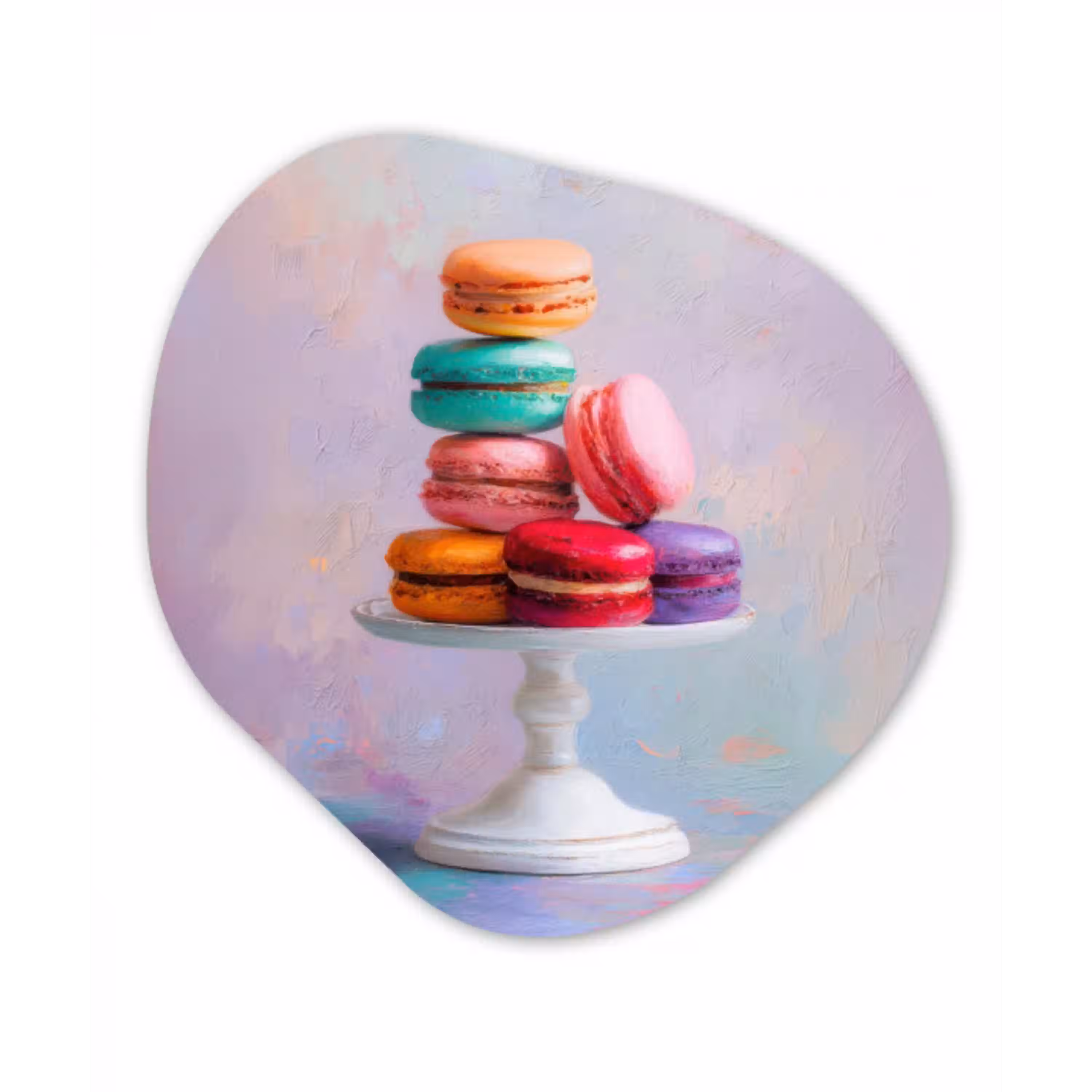 Macarons - Schaal - Pastel - Kleurrijk Wandcirkel Organisch Aluminium middel -3d