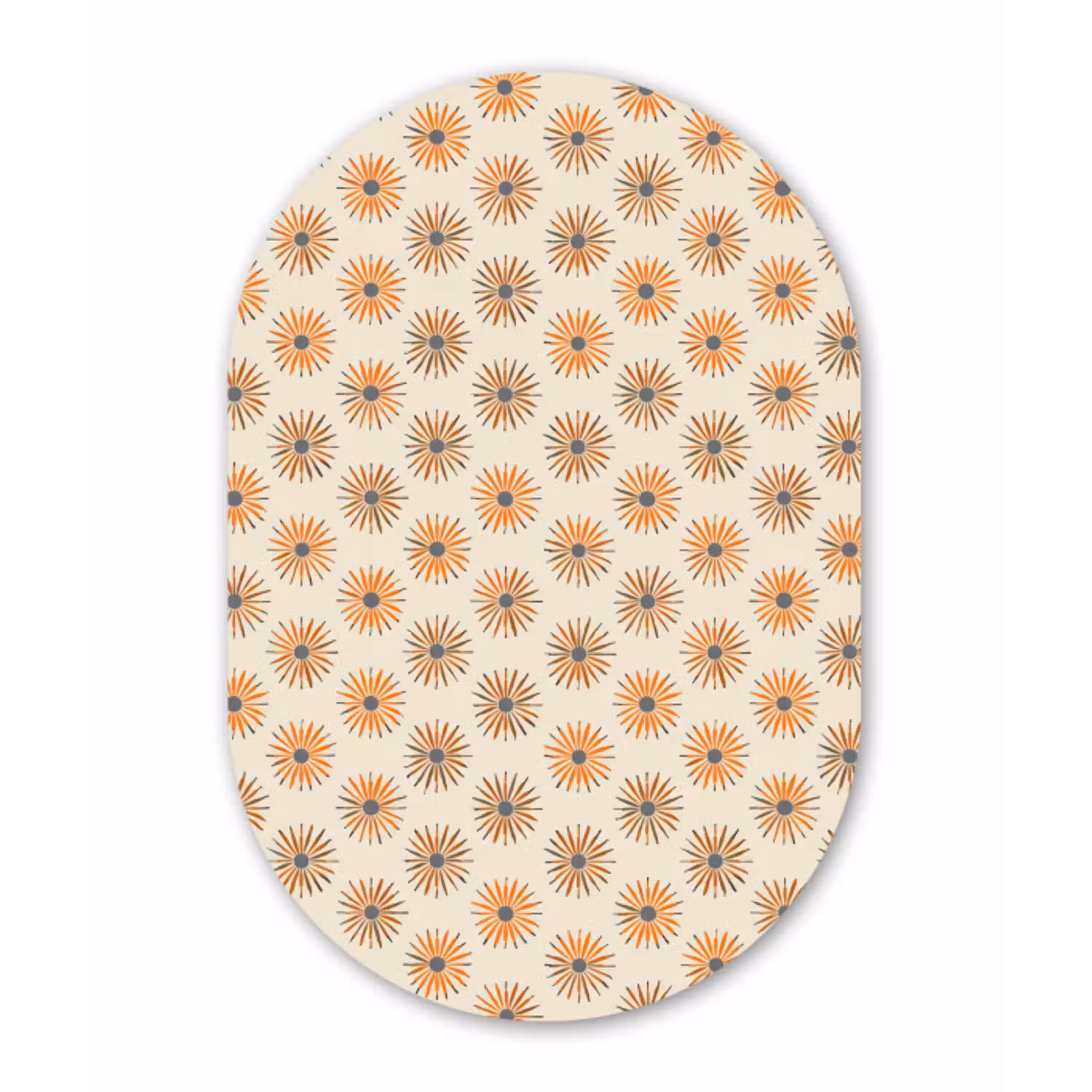 Madelief - Patroon - Oranje Wandcirkel Ovaal Aluminium middel 839 -3d