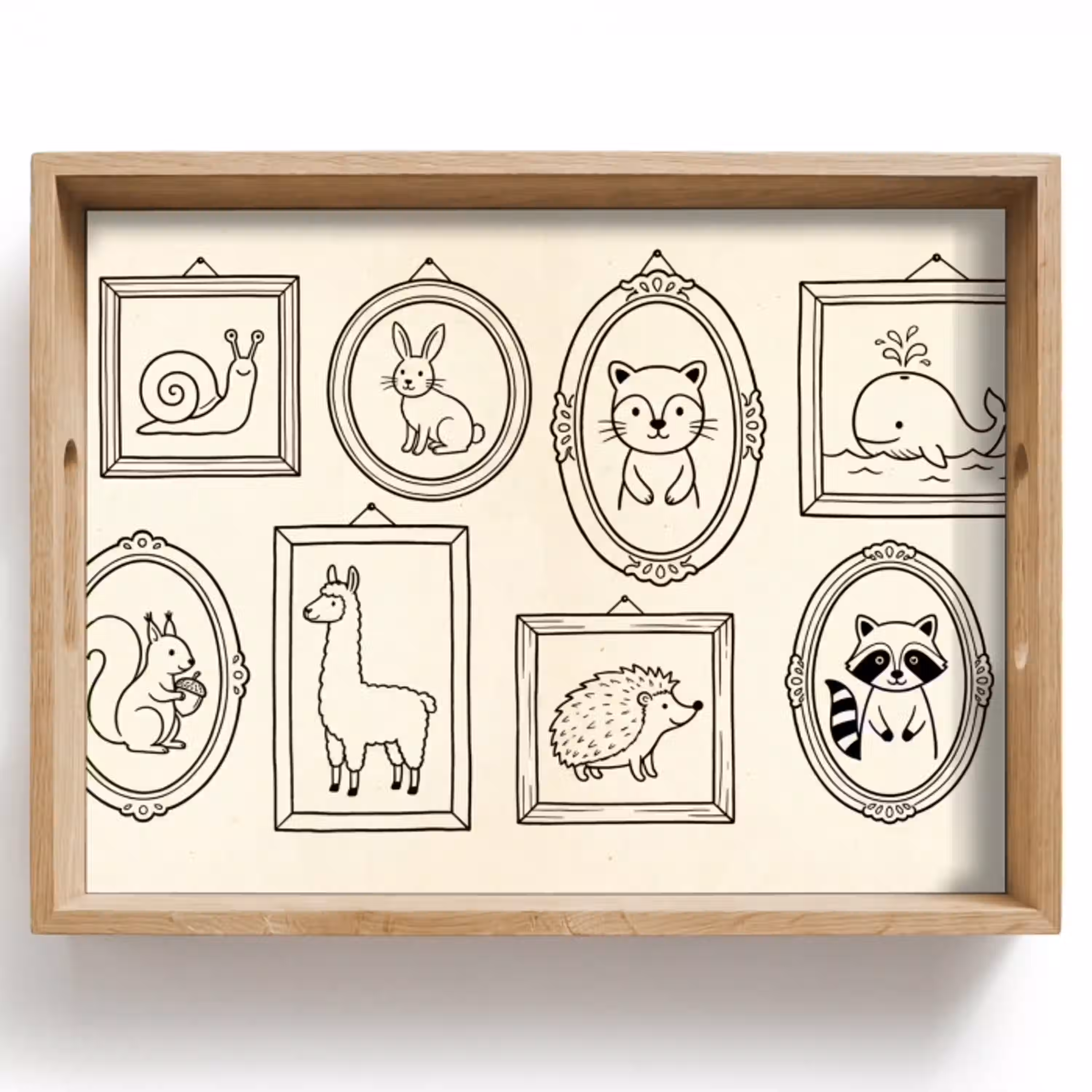 Dieren - Illustratie - Lijsten - Galerij - Speels Dienblad Rechthoek middel -z3d_shopping