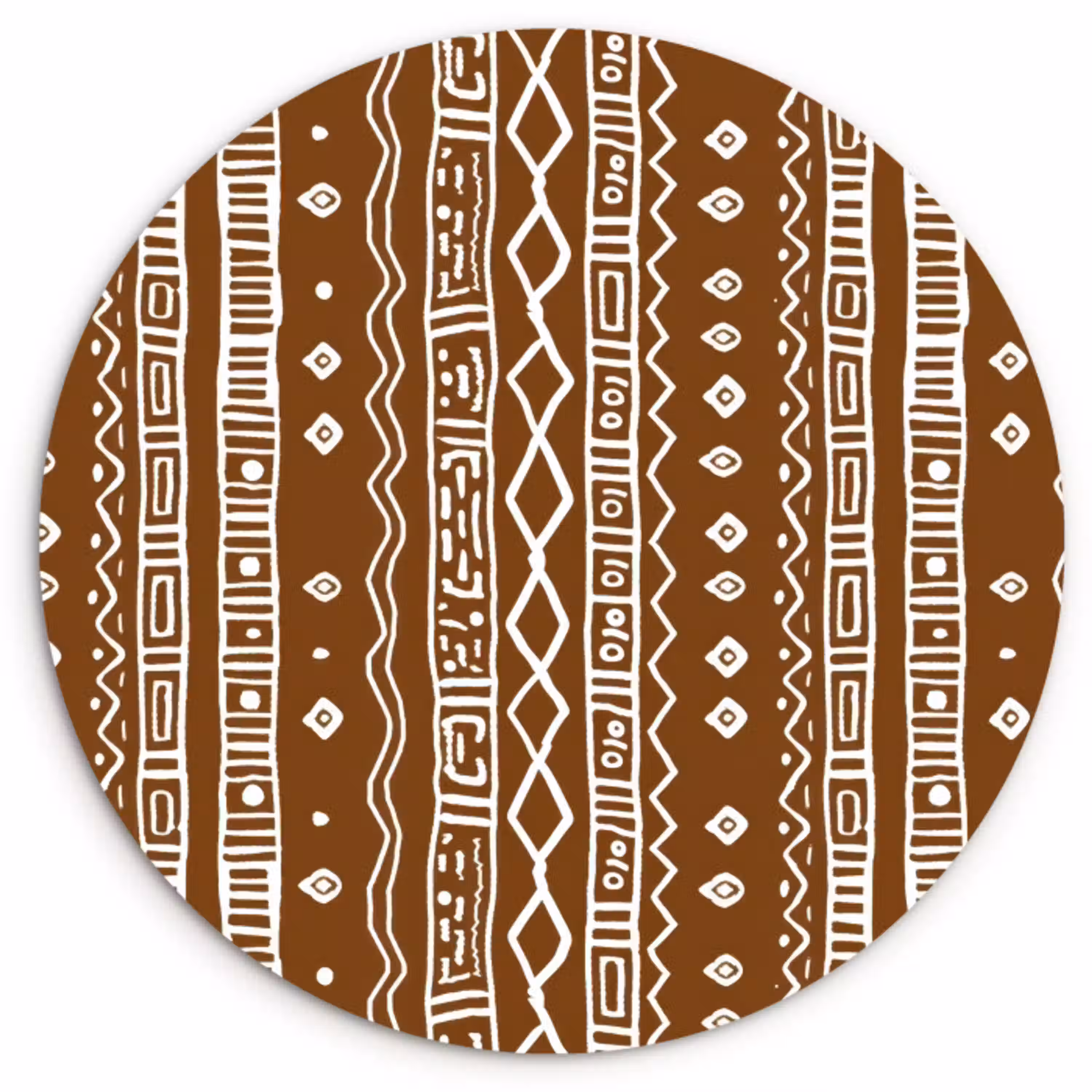 Chocoladebruin - Etnisch - Tribaal - Patroon Wandcirkel kunststof plaat 5mm dik klein 188 -3d