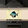 Blauw - Kieuwen - Vis - Illustratie keuken achterwand spatscherm klein -sfeer1
