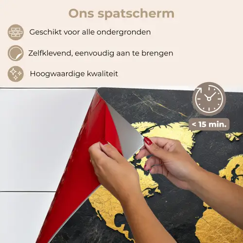 Wereldkaart - Goud - Marmer keuken achterwand spatscherm klein -spatscherm_NL