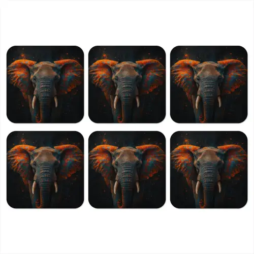 Olifant - Oranje - Oren onderzetter kurk middel -3d