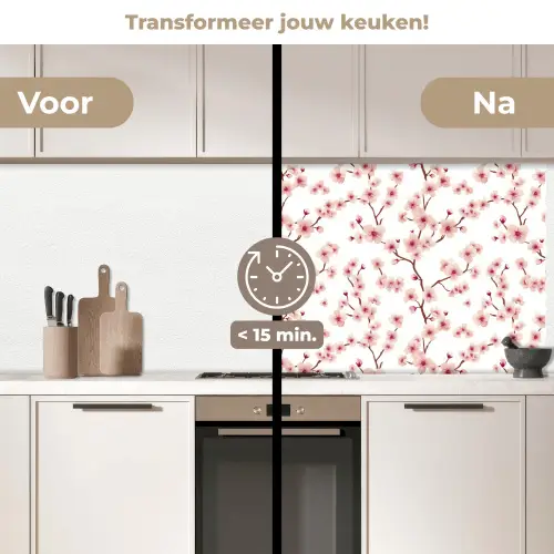 Kersenbloesem - Takken - Roze keuken achterwand 2 middel 871 -voor-na2_NL