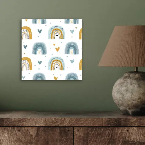 Patroon - Regenboog - Hartjes aluminium wit klein -sfeer2