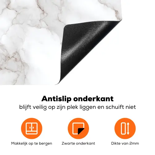 Wit - Marmer - Bruin Inductie beschermer vinyl 3mm klein 276 -zzzzzzz-td-onderkant