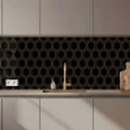 Zwart - Goud - Zeshoek keuken achterwand 2 middel 871 zz_3dshopping