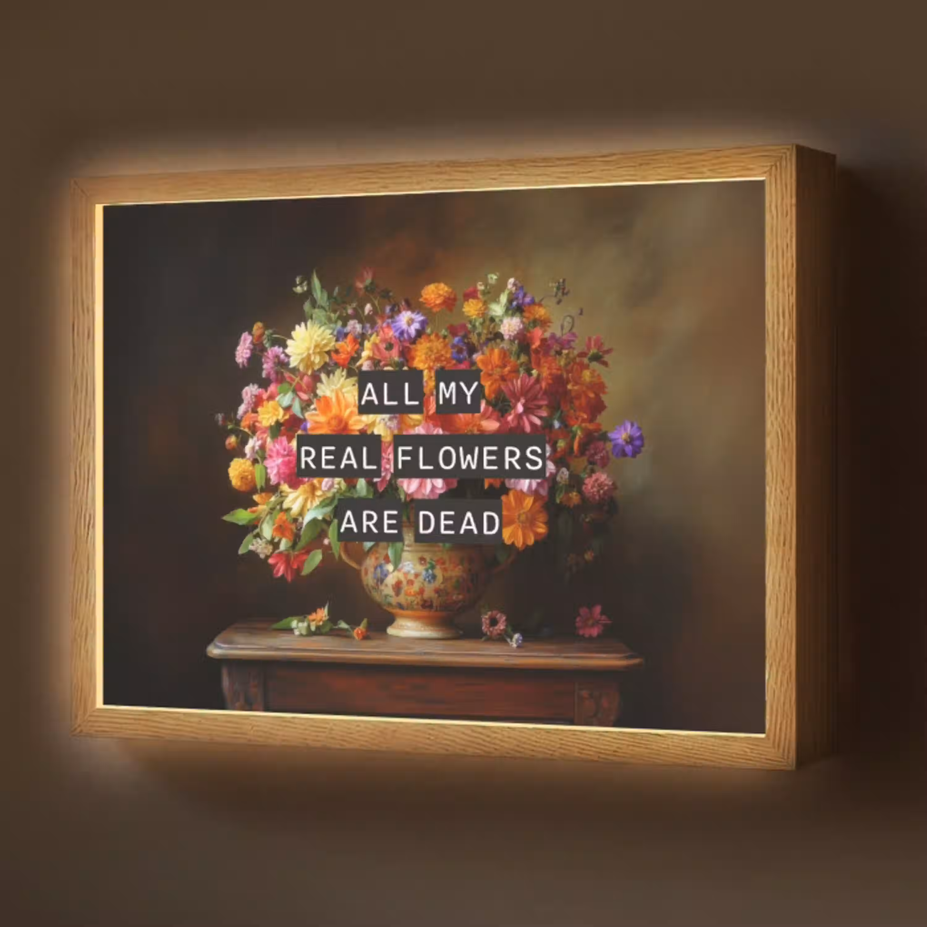 Kleur - Bloemen - Vintage - Bloemenvaas Light Box met batterij (Wandlamp) middel -z3d_website