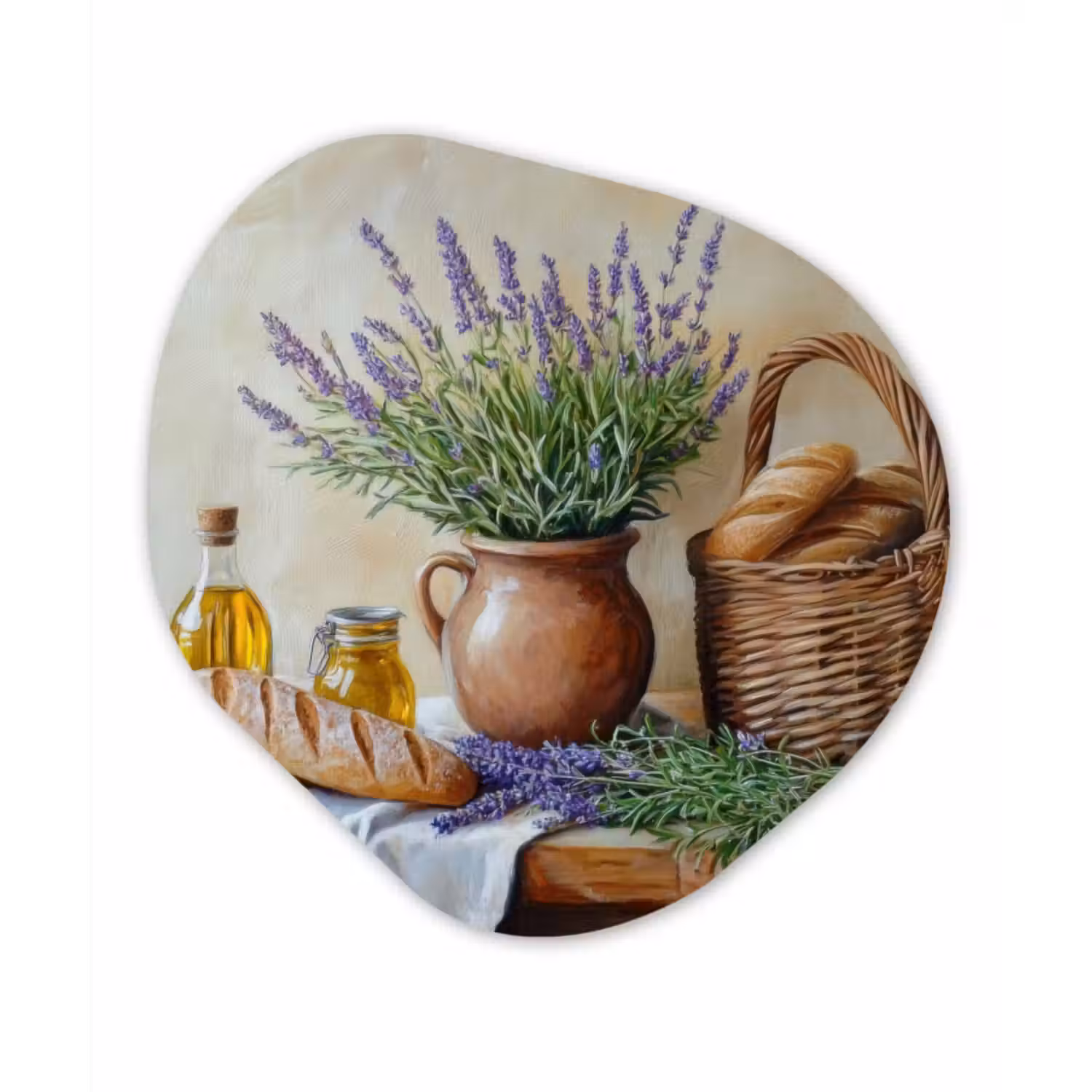 Organische vorm - schilderij - Aluminium - Lavendel - Brood - Stilleven