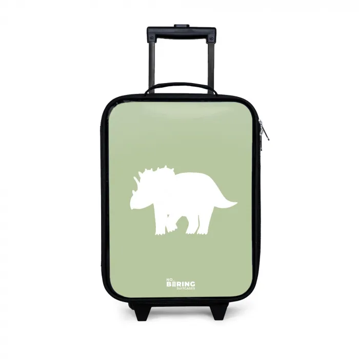 Groen met Triceratops dino Kinderkoffer - Zwart klein -3d