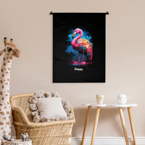 Gekleurde flamingo voor een verfexplosie Wandkleed katoen klein -wsfeer5_kind
