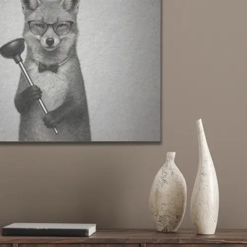 Vos - WC-ontstopper - Zwart - Wit PET vilt klein -sfeer6_closeup