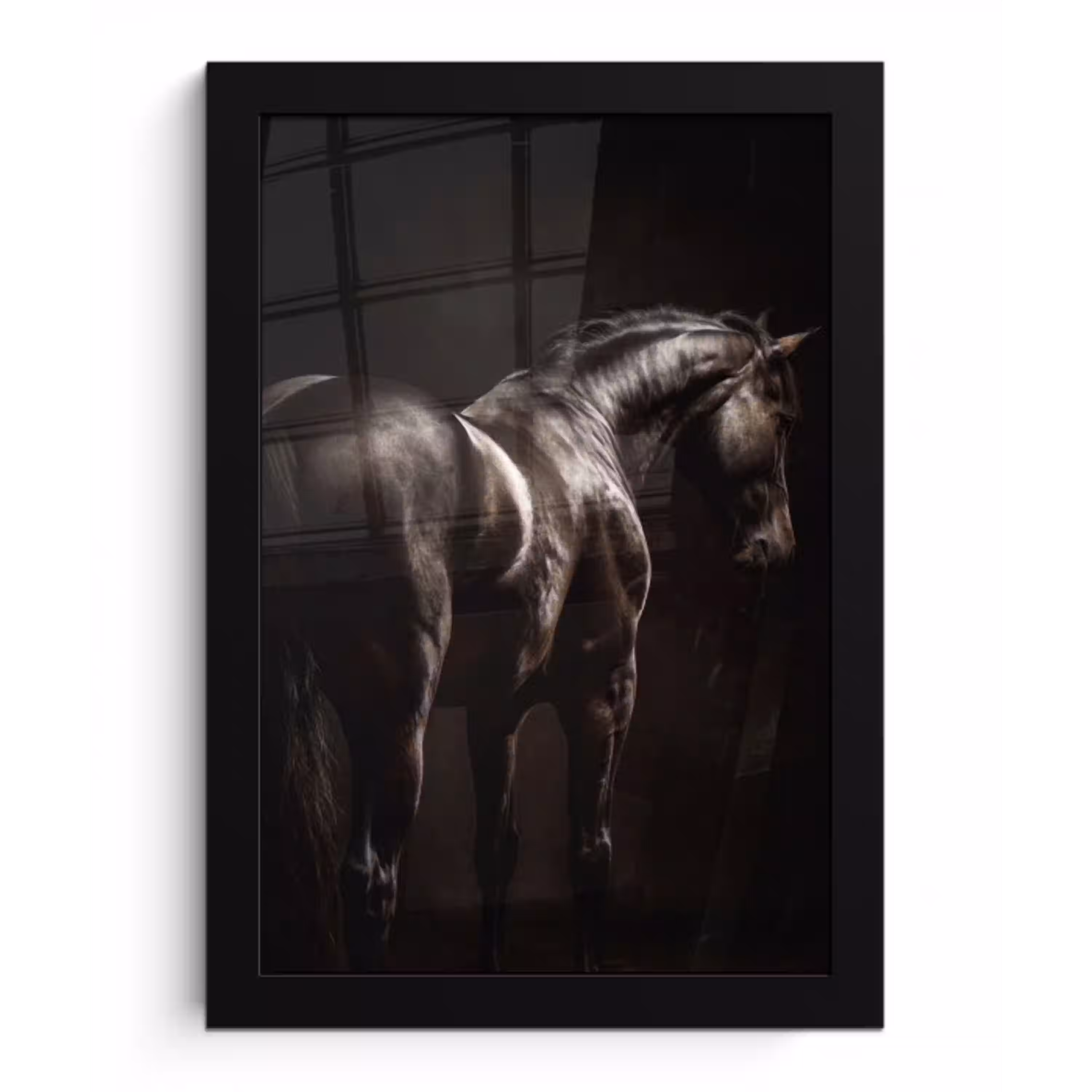 Krachtig - Paard - Donker fotolijst zwart zonder passe partout klein -3d