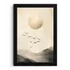 Landschap - Japandi - vogel fotolijst zwart zonder passe partout klein -3d