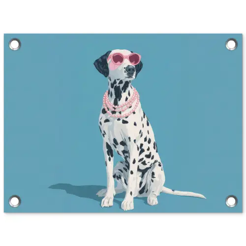 Dalmatiër - Zonnebril - Blauw tuinposter los doek klein -3d