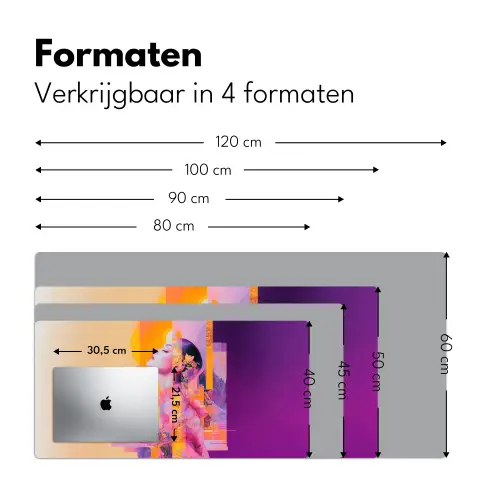 Abstract - Portret - Vrouw - Kleurrijk Muismat XXL klein -sfeer5