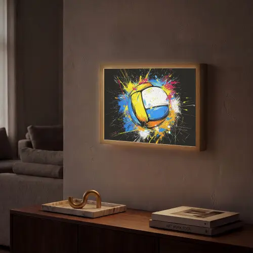 Graffiti - Sport - Volleybal - Bal Light Box met batterij (Wandlamp) middel -sfeer1