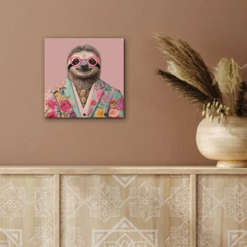 Luiaard - Bloemenprint - Bril - Roze aluminium wit klein -sfeer4