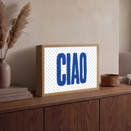 Ciao - Stippen - Roze - Wit Light Box met batterij (Wandlamp) middel -sfeer2