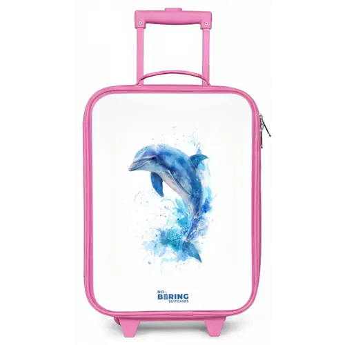 Springende blauwe dolfijn Kinderkoffer - Roze klein -zz3dotto