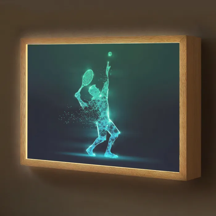 Tennis - Futuristisch - Sport - Neon Light Box met batterij (Wandlamp kind) middel -z3d_website