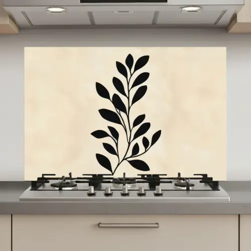 Minimalistisch - Tak - Bladeren - Zwart keuken achterwand spatscherm klein -3d_website