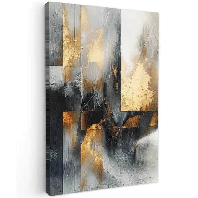 Kunst - Goud - Zilver - Abstract canvas 2cm klein -z3d
