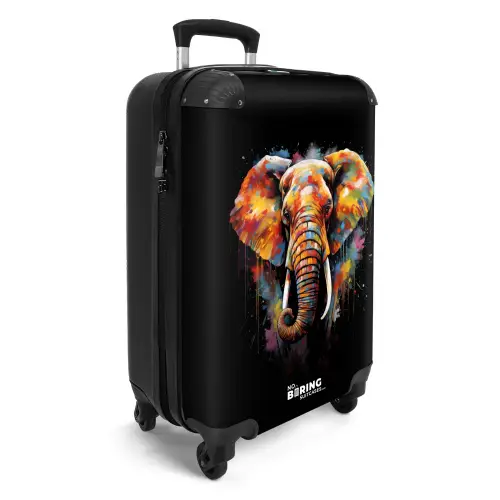 Olifant versierd met kleurrijke spetters Koffer - NBS - Handbagage middel -productfoto_3d