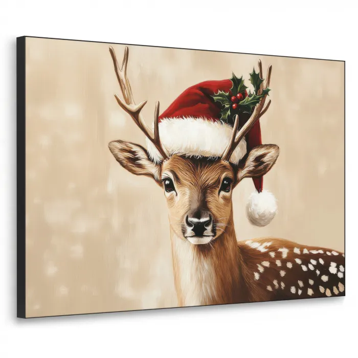 Kerst - Hert - Gewei - Rood Textielframe - compleet frame klein -3d