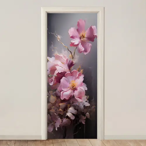 Bloemen - Roze - Stilleven - Kunst deurposter klein -3d_beige
