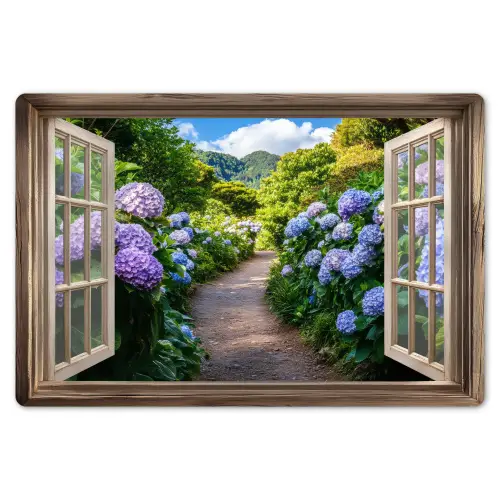 Doorkijk - Hortensia - Pad - Natuur Placemat vinyl groot -zzsfeer1_Kitchenyeah-website