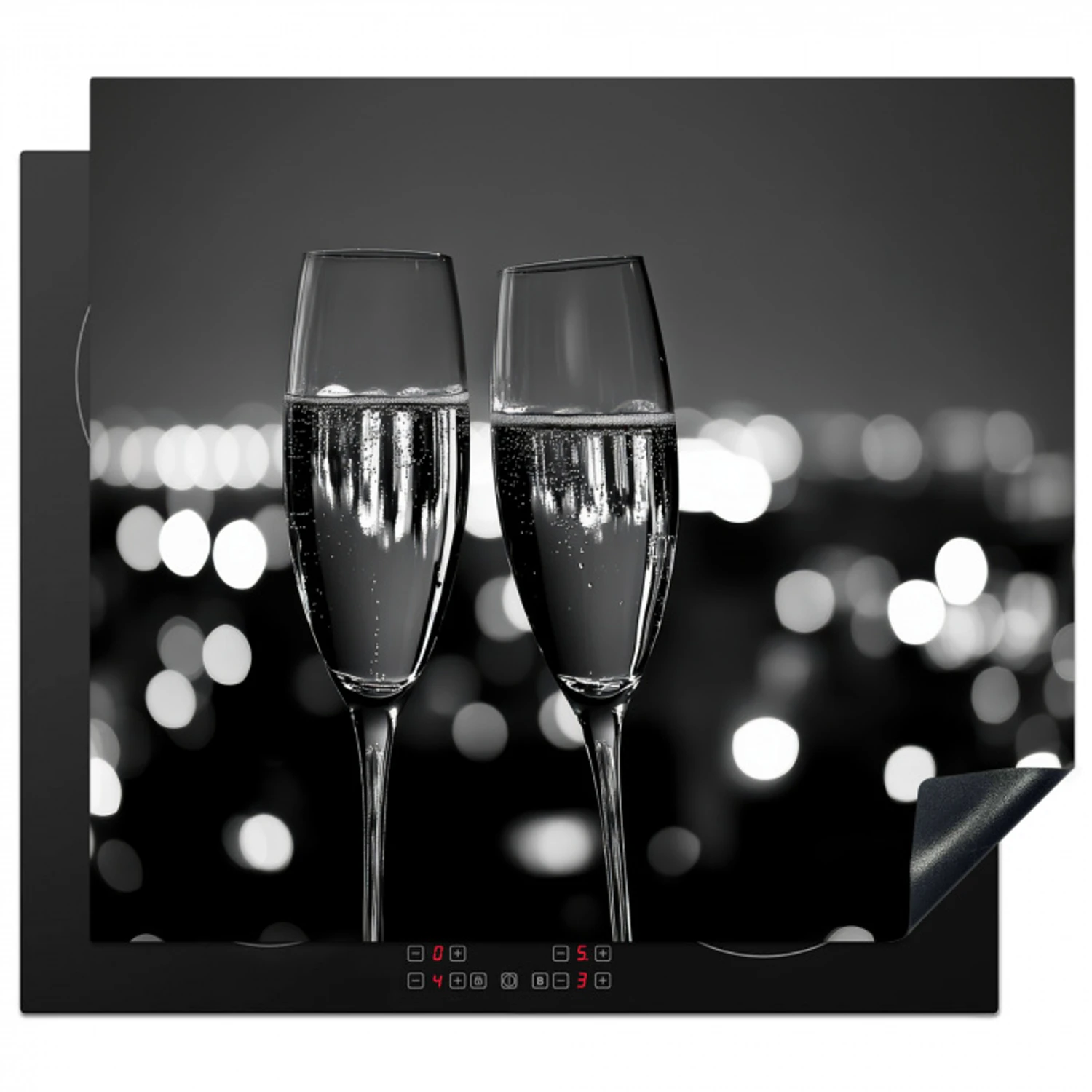 Bubbels - Proosten - Champagneglazen - Stadslichten Inductie beschermer vinyl 3mm middel -3d