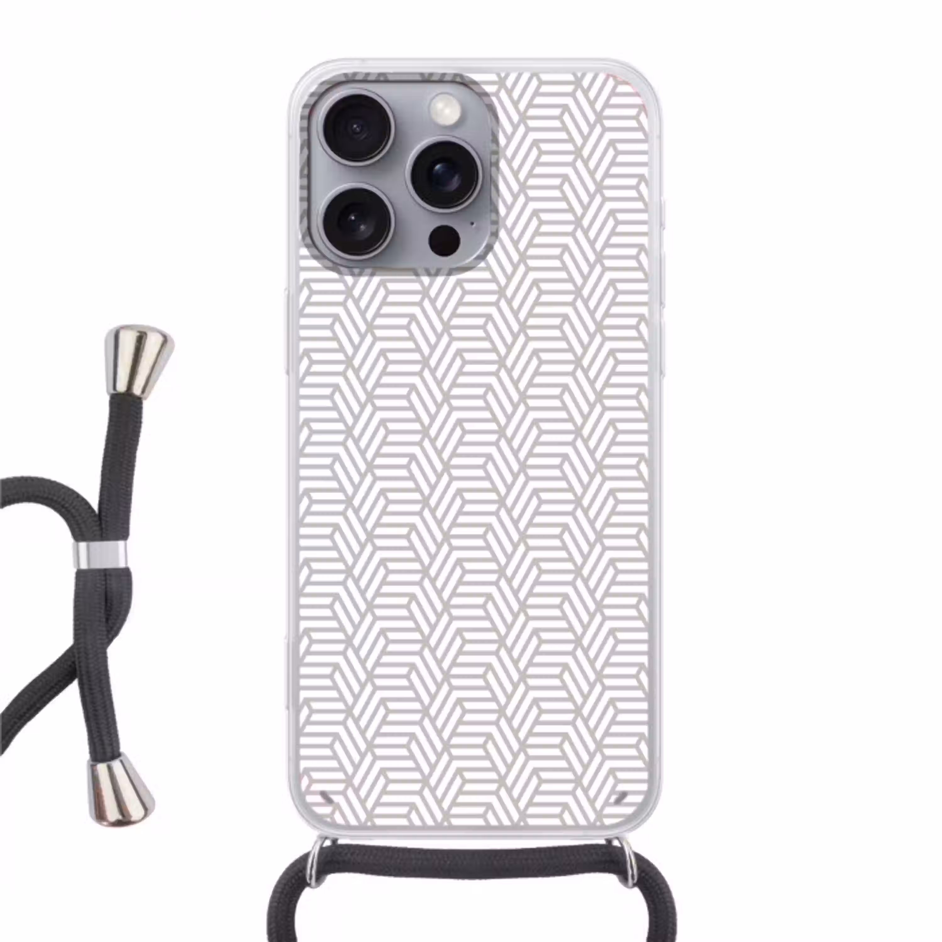Grafisch - Patroon - Modern -  Opvallend Hoesje iPhone 16 Pro Max met koord klein 804 -3d