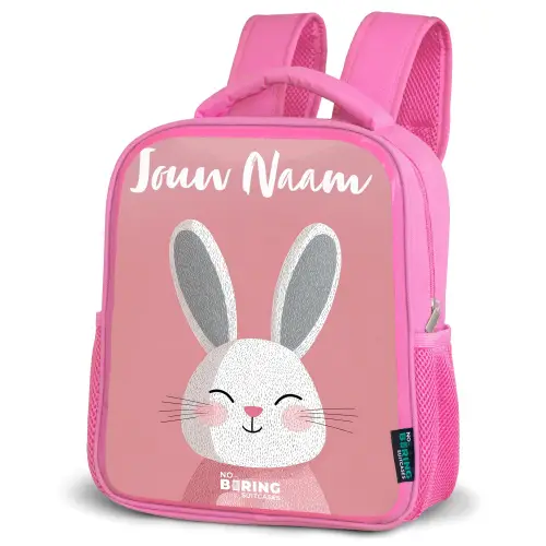 Konijn - Blosje - Stippen - Roze Kinderrugzak - Roze middel -schuin