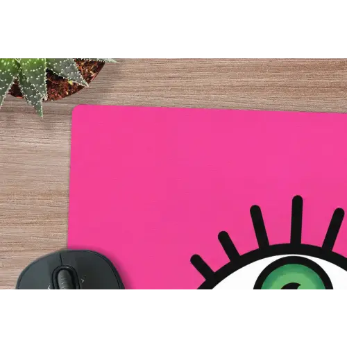 Minimalistisch - Oog - Roze muismat rubber klein -closeup