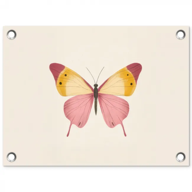 Vlinder - Illustratie - Roze tuinposter los doek klein -3d