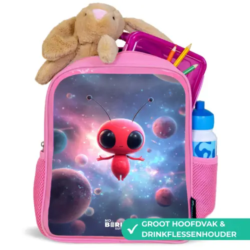 Rood Ruimtewezen in Kosmische Dans Kinderrugzak - Roze middel -inhoud_NL